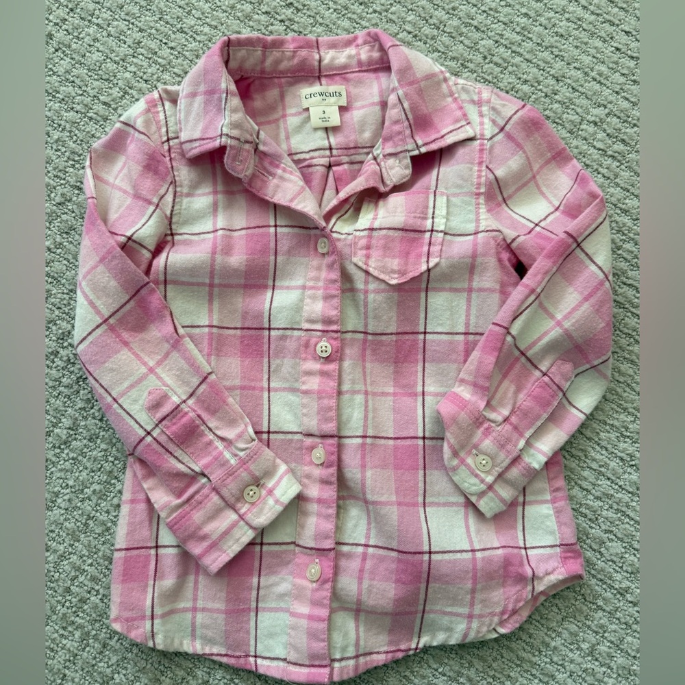 J. Crew Crewcuts Toddler Girl Flannel Plaid Shirt